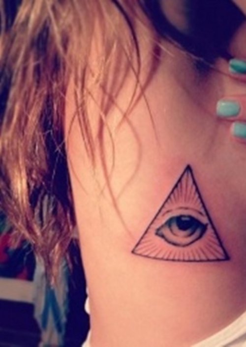 Amazing Horus Eye Tattoo On Girl Side Rib